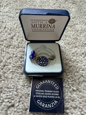 Blue Murano Glass Pendant with Stud Earrings